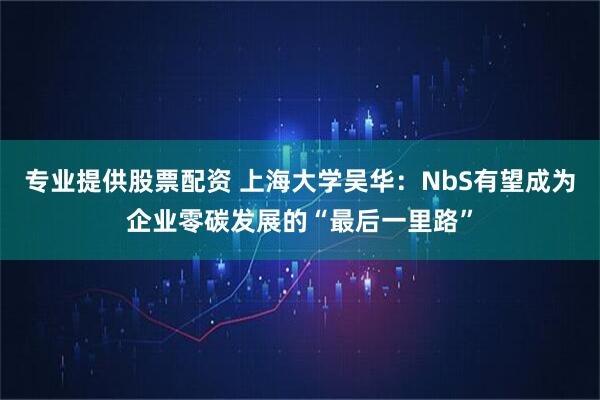 专业提供股票配资 上海大学吴华：NbS有望成为企业零碳发展的“最后一里路”